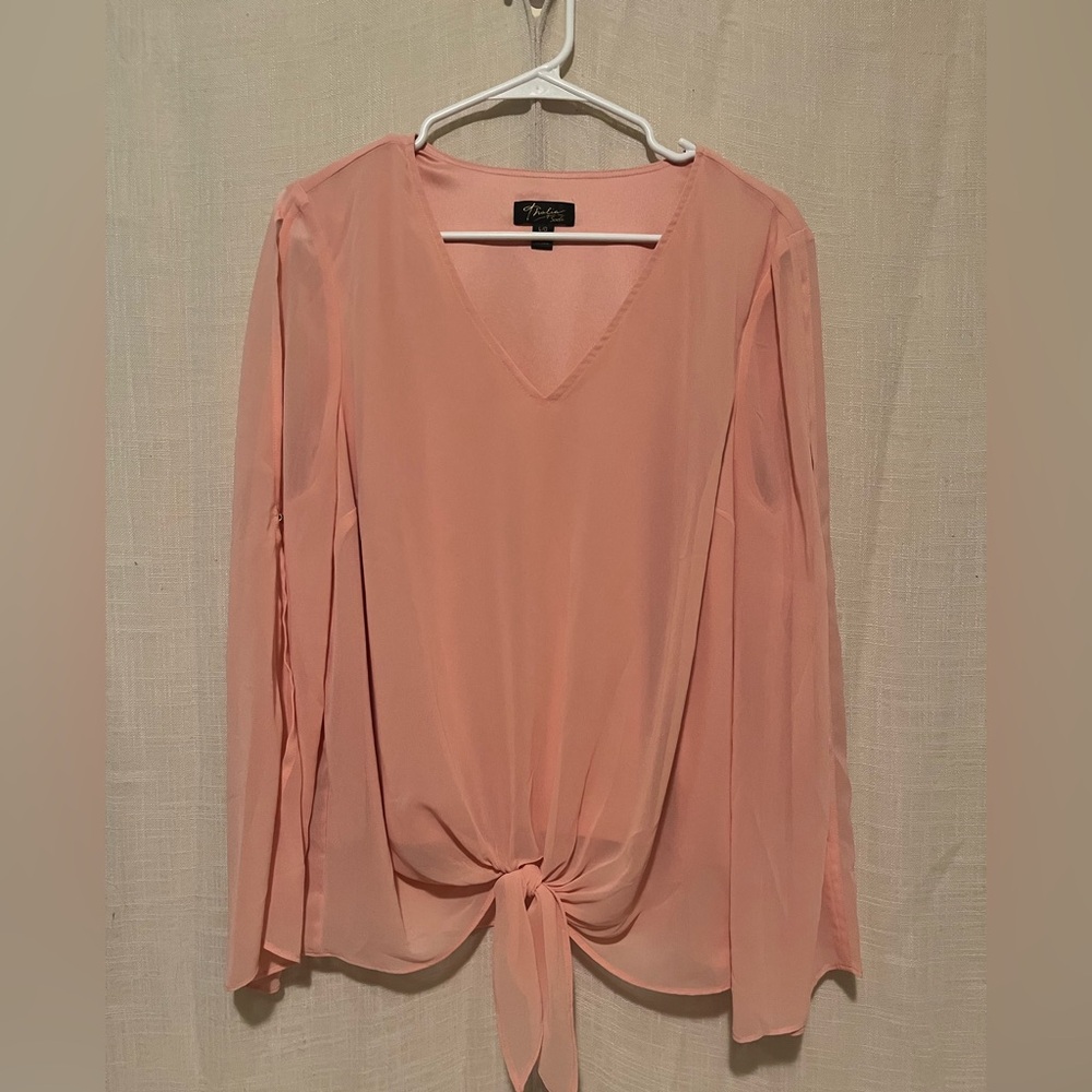 Thalia Sodi Light Peachy Pink Tie-Front Blouse